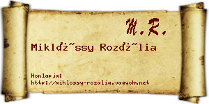 Miklóssy Rozália névjegykártya