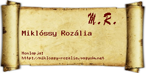Miklóssy Rozália névjegykártya